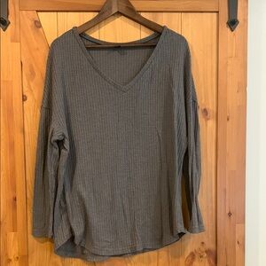 Women's Gray V-Neck Top